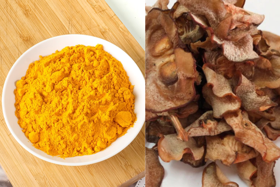 Daun kunyit boleh menghilangkan kotoran dan memutihkan kulit kerang.