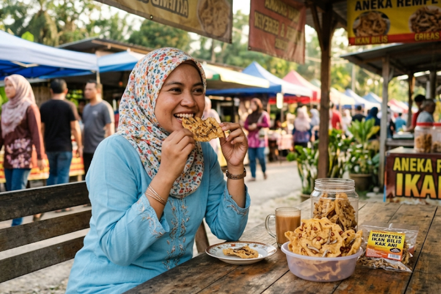 Rempeyek antara snek tradisional menjadi kegemaran ramai.