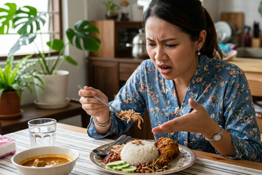 Sebaiknya, sebelum makan perhati terlebih dahulu kebersihan makanan dibeli. 