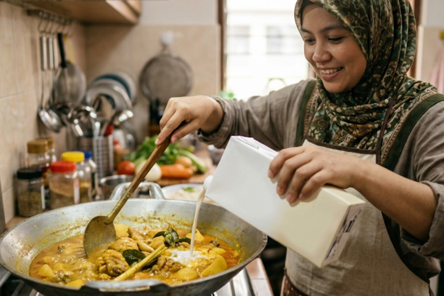 Santan antara bahan dapur kerap digunakan dalam masakan.
