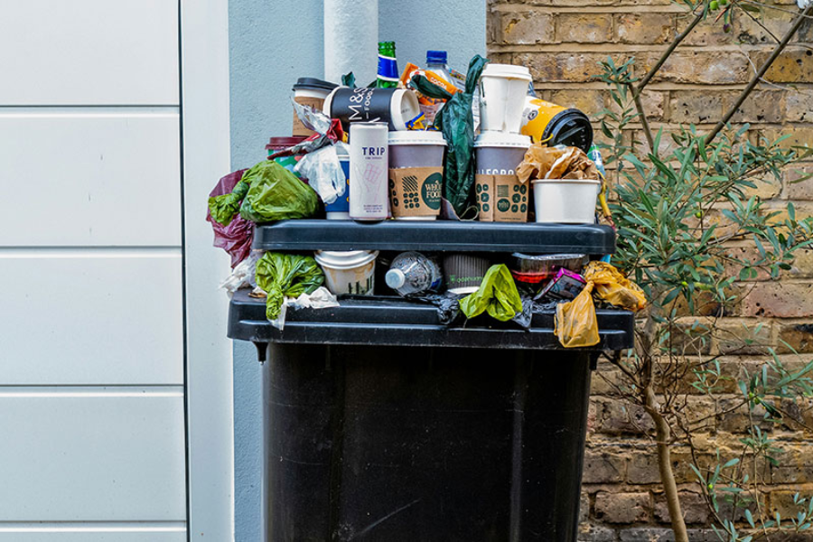 Tong sampah yang sarat dengan sisa makanan boleh mengundang ulat dan lalat.