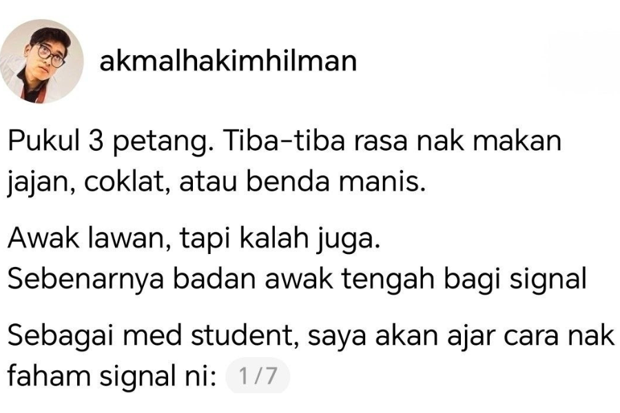 Seorang pelajar perubatan berkongsi isyarat yang perlu difahami oleh tubuh badan.