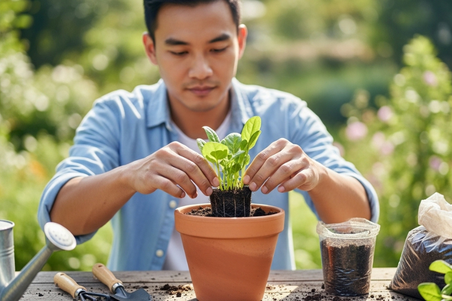 Bayam hanya memerlukan cahaya matahari yang cukup dan disiram dua kali sehari.