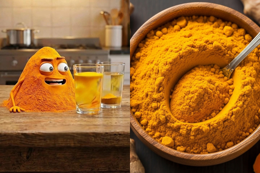 Serbuk kunyit boleh dikenalpasti melalui warna.