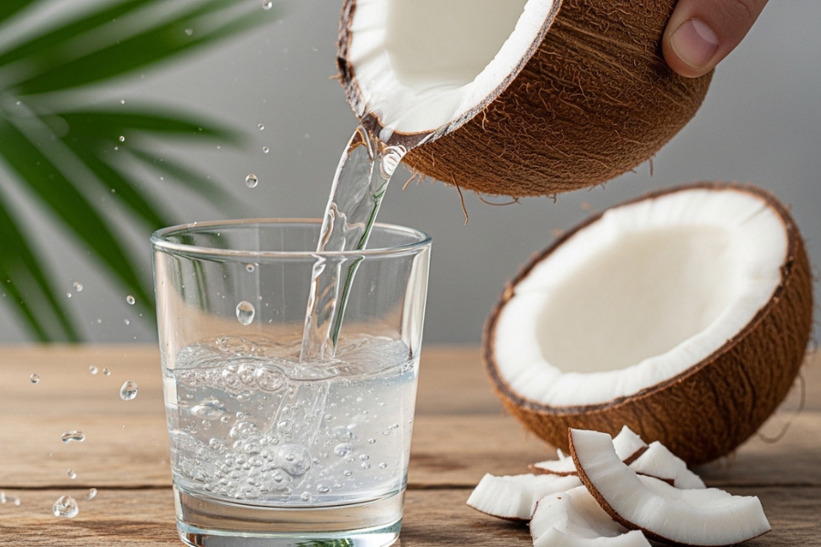 Minum air kelapa mampu menyejukkan badan yang menjadi antara punca ulser mulut.