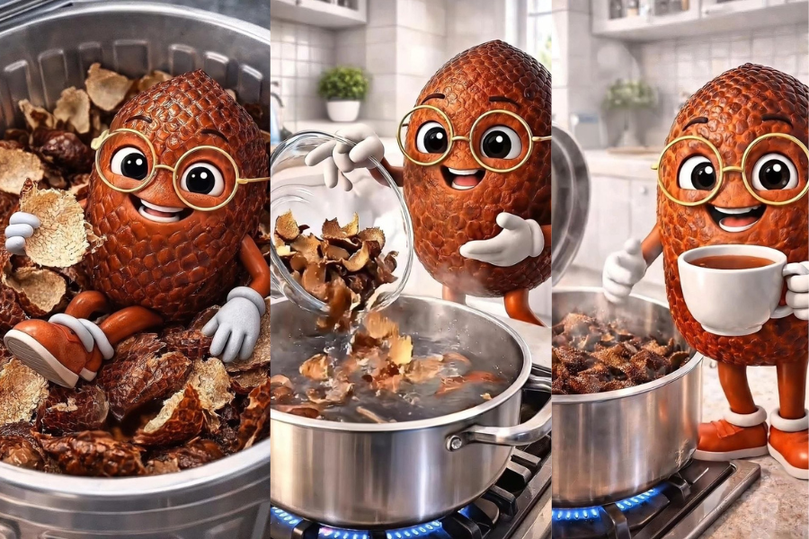 Kulit buah salak direbus untuk dijadikan minuman bagi masalah diabetes.