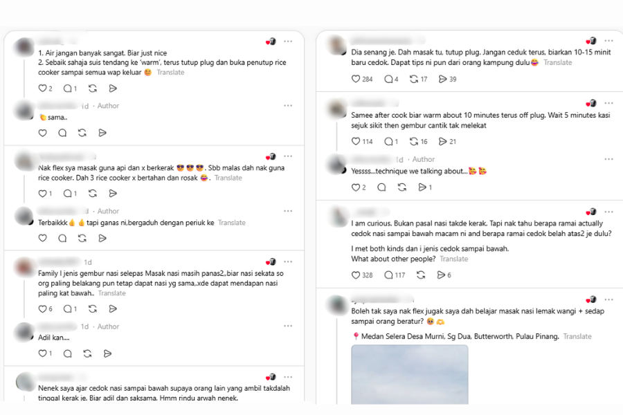 Beberapa netizen berkongsi tips memasak nasi mengikut petua masing-masing.