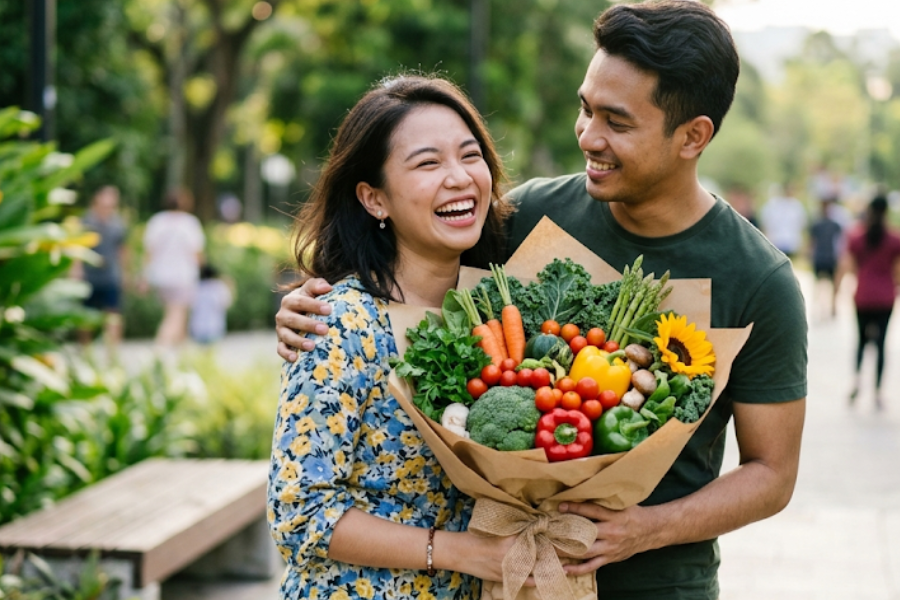 Perkongsian wanita ini mengenai sayur-sayuran diberikan teman lelakinya mendapat perhatian warganet. Gambar AI