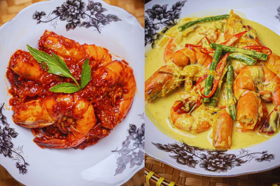 Udang digunakan dalam masak lemak dan sambal bersaiz gergasi puas makan.