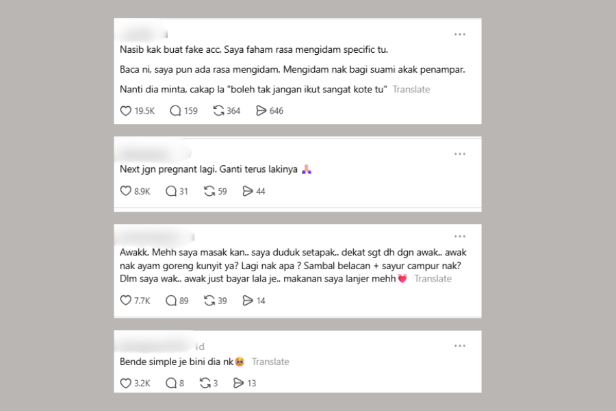 Netizen di media sosial mempersoalkan tindakan suami pengguna tersebut.