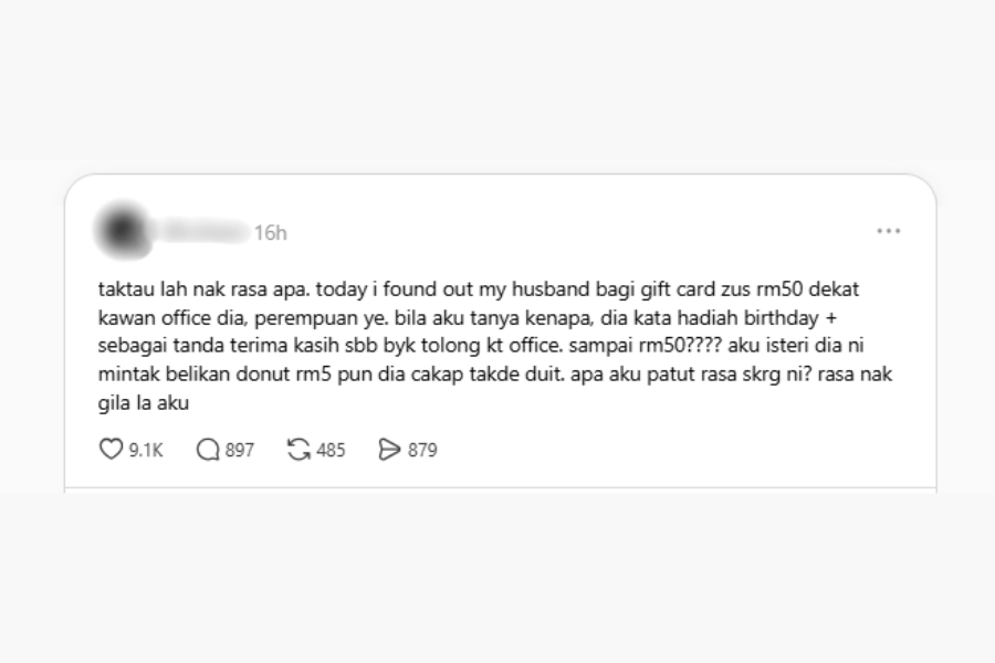 Perkongsian isteri tersebut mengundang pelbagai reaksi dalam kalangan pengguna media sosial.