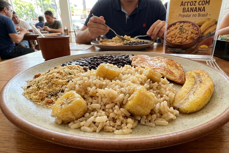 Nasi yang dicampur pisang ini menjadi menu sarapan pagi popular di Brazil.
