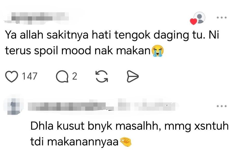 Netizen lain turut berkongsi rasa sakit hati dengan kejadian tersebut.