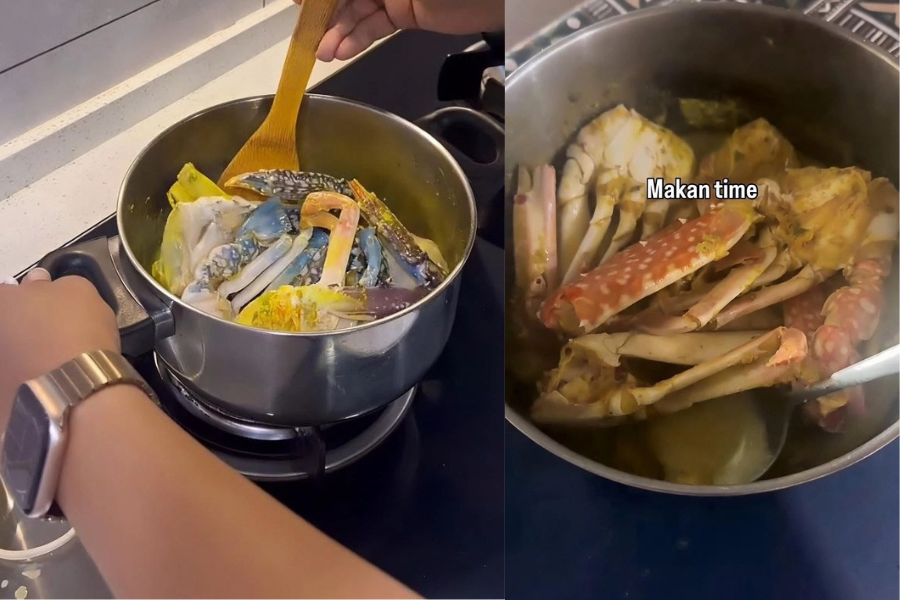 Mimi hanya menggunakan enam bahan sahaja untuk sediakan hidangan ketam masak lemak cili api.
