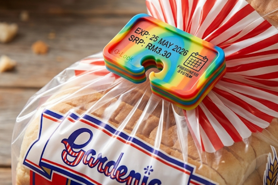 Klip plastik 'G-Lock' berwarna warni membawa maksud hari penghantaran roti. 