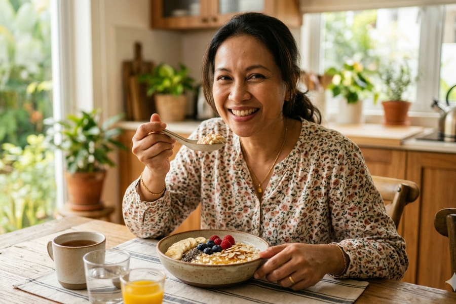 Salah satu manfaat oat adalah tinggi kandungan serat dan membantu mengawal selera makan.