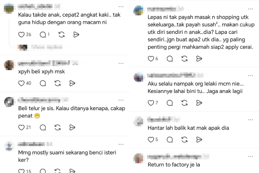 Beberapa komen pengguna Threads turut meluahkan rasa geram terhadap sikap lelaki itu.
