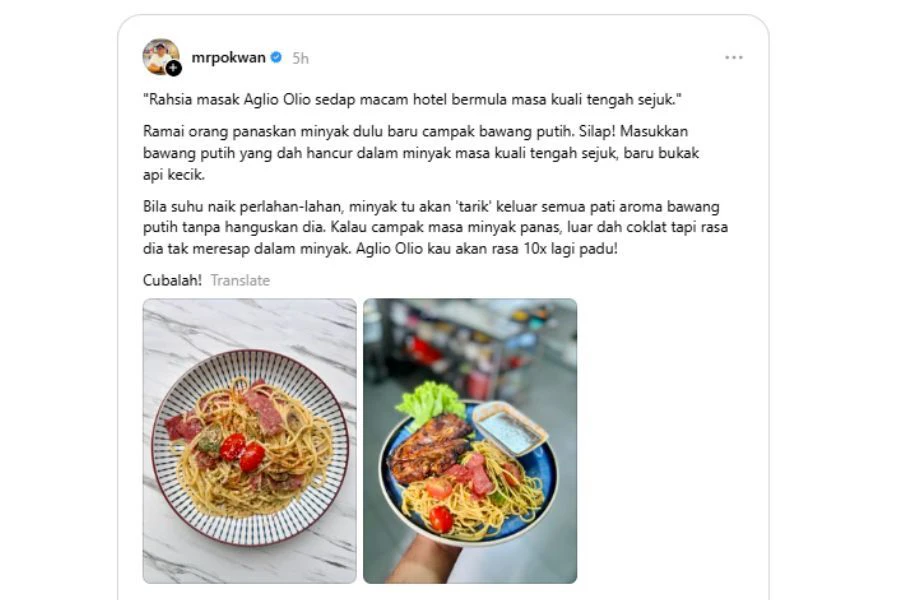 Pokwan mendedahkan kesilapan yang biasa dilakukan adalah teknik menumis bawang putih.