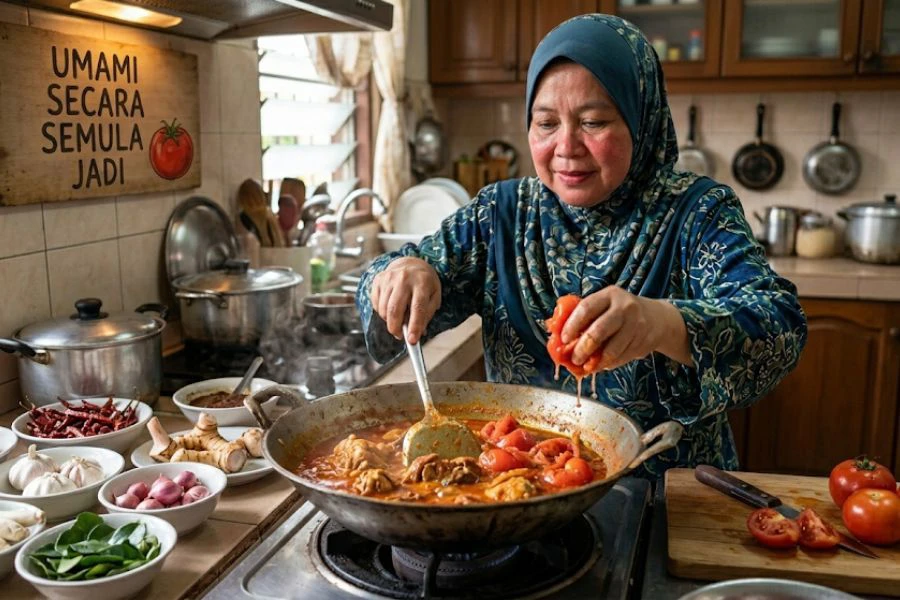 Tomato juga antara bahan yang kaya dengan rasa umami semula jadi.