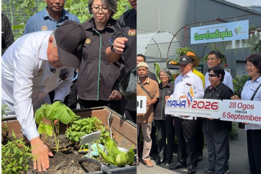 Mohamad Sabu menghadiri sesi menuai di Pusat Informasi Pertanian Kebuniti (Gardentopia), Wisma Tani, Putrajaya pada Isnin.