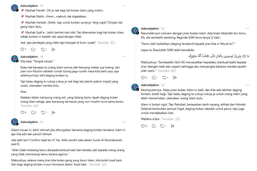 Jakim turut menerangkan hukum mengagihkan daging korban mengikut mazhab