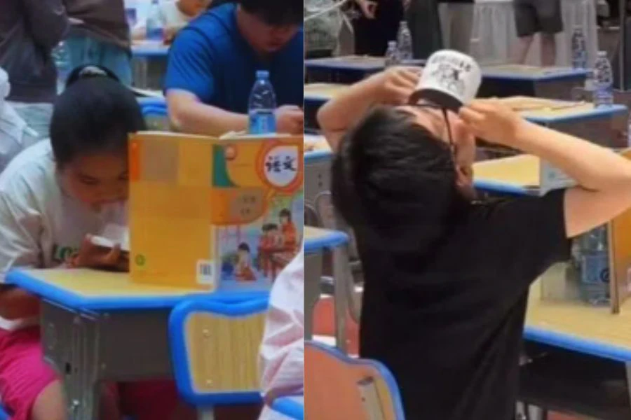Gelagat peserta cilik yang bersungguh-sungguh curi-curi makan mencuit hati penonton.