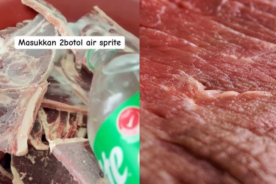 Kandungan asid lembut dalam minuman soda berkarbonat dipercayai membantu memecahkan serat protein keras pada daging.