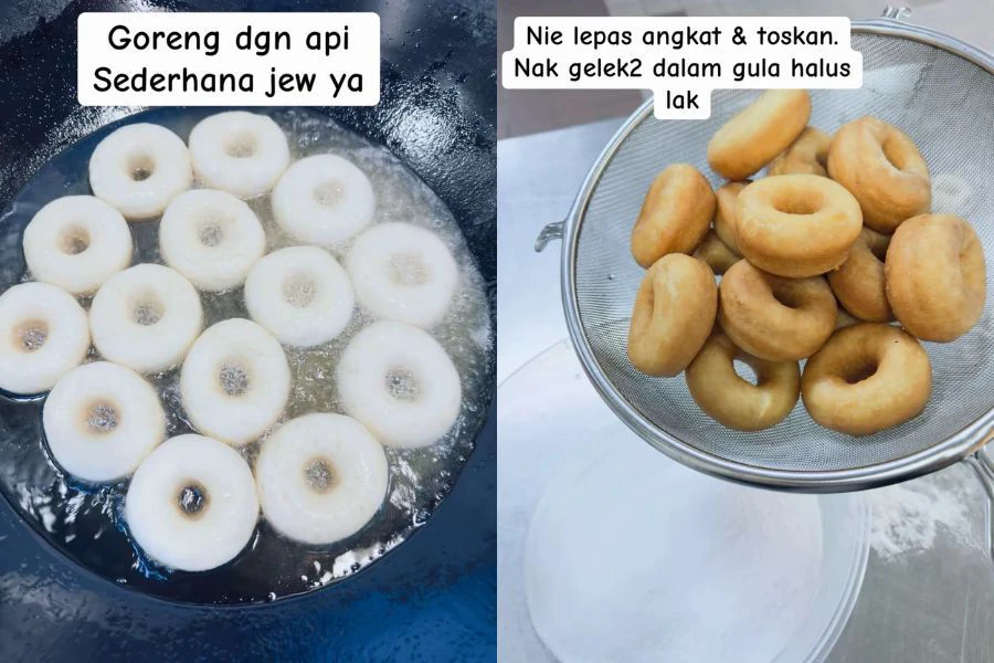 Cara penyediaan donut gebu yang dikongsi oleh wanita ini sangatlah mudah.