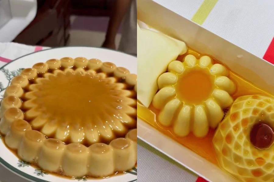 Puding karamel yang dihasilkan oleh Amirul menggunakan resipi popular Khairul Aming kelihatan licin, berkilat dan cukup menyelerakan.