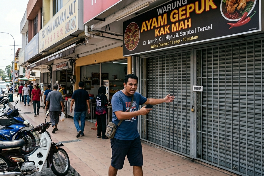 Pelanggan tersebut mendakwa kedai ayam gepuk ditutup sementara tanpa meninggalkan apa-apa notis.