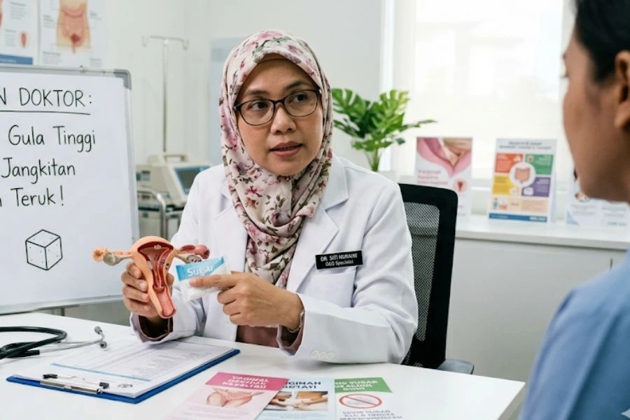 Pakar wanita jelaskan kulat faraj menggemari gula kerana ia membantu pembiakan kulat dalam badan. 