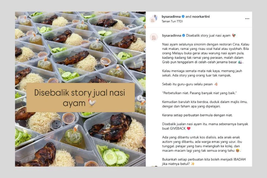Penjelasan Sara di laman Instagram.