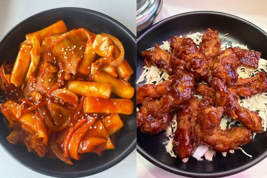 Hidangan tteokbokki dan sweet sour chicken antara menu pilihan ramai.
