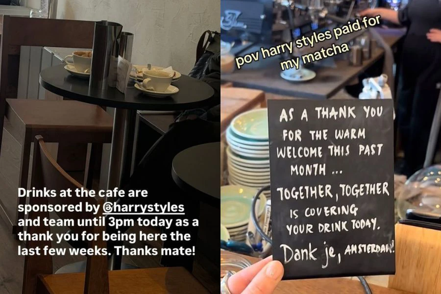 Harry membelanjakan semua pelanggan di dua kafe kegemarannya sebagai tanda penghargaan.