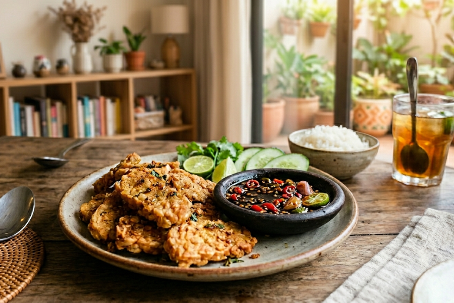 Sambal kicap awalnya dimakan bersama tempe goreng oleh masyarakat Jawa.