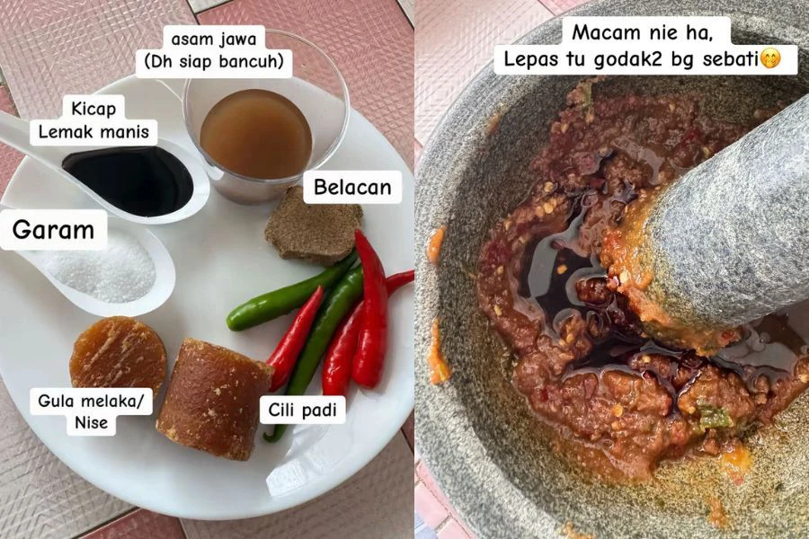 Colek gula Melaka sesuai dinikmati bersama mangga muda, jambu atau kedondong.