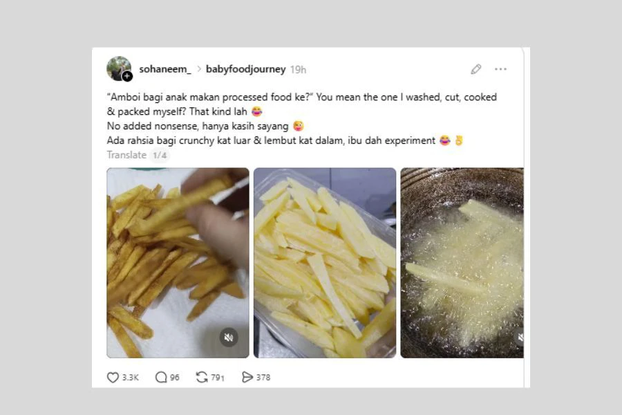 Suri rumah itu turut berkongsi resipi menghaislkan kentang goreng.