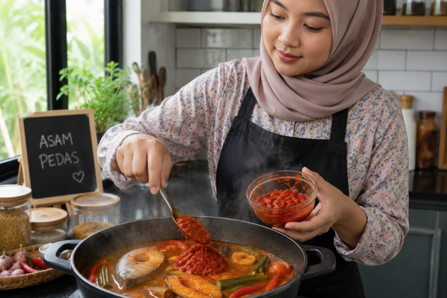 Menu asam pedas menjadi antara juadah yang menggunakan cili kisar.