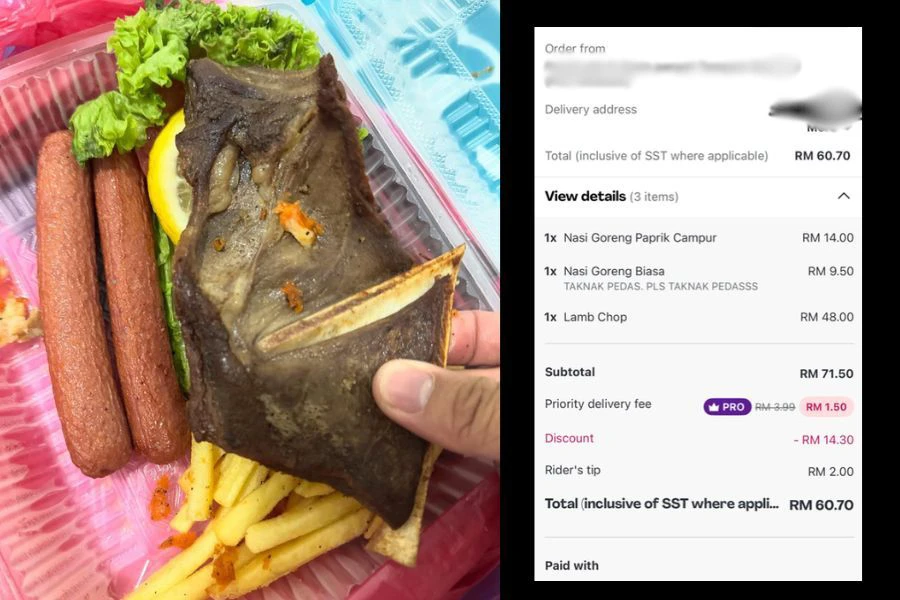 Harga set lamb chop dibeli pada RM38 namun dianggap tidak berbaloi kerana saiz nipis.
