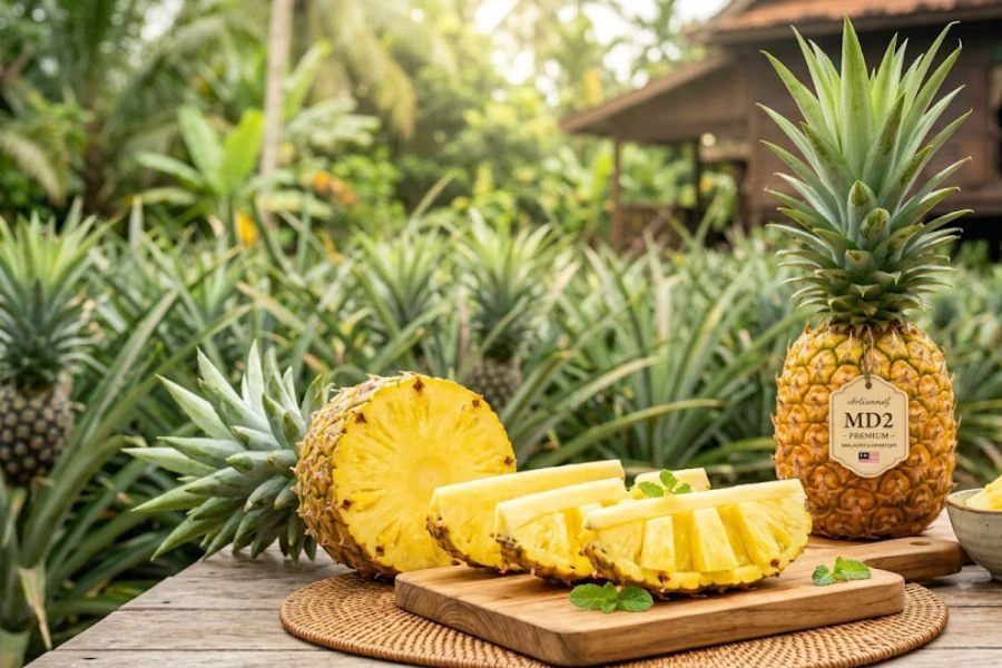 Nanas MD2 lebih manis dan premium. Gambar AI