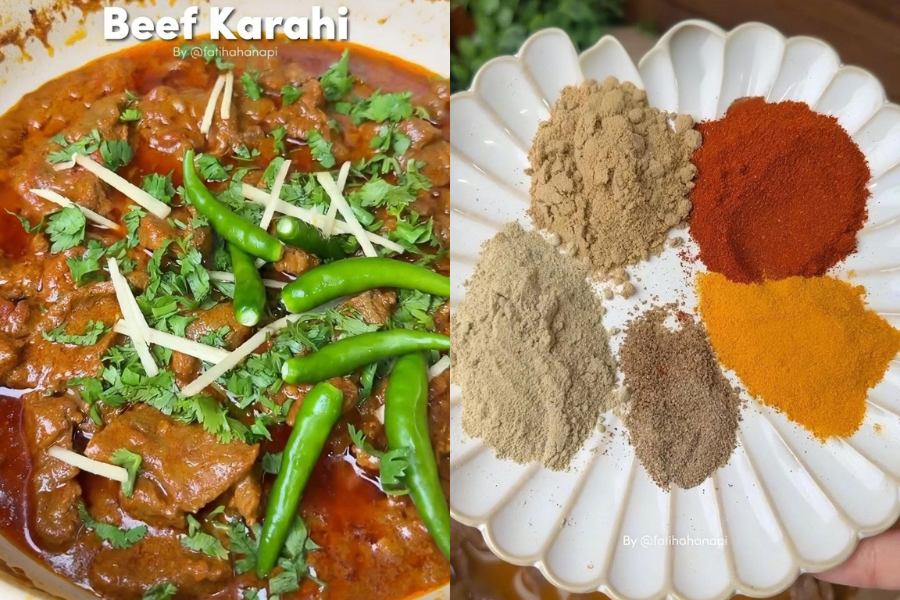 Pelbagai rempah digunakan dalam masakan daging karahi Pakistan. Foto Fatihahanapi