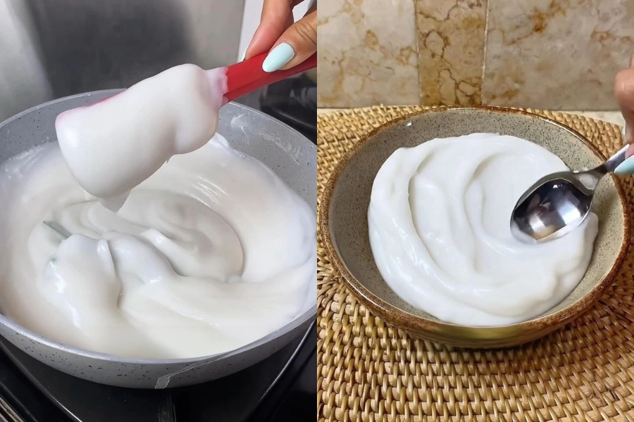 Tekstur bubur sumsum yang halus dan berkrim.