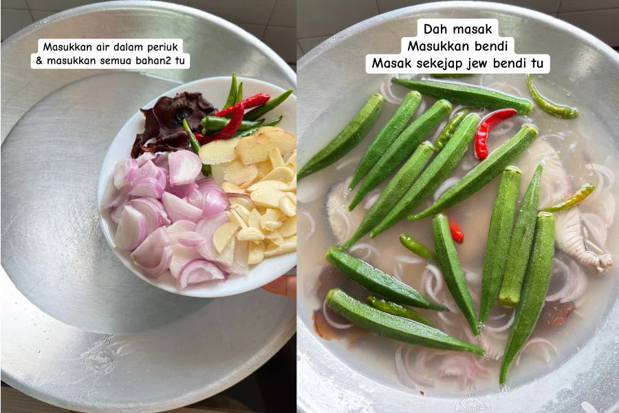 Antara bahan-bahan yang digunakan untuk membuat ikan tenggiri masak singgang. - Sheeyyrraa10