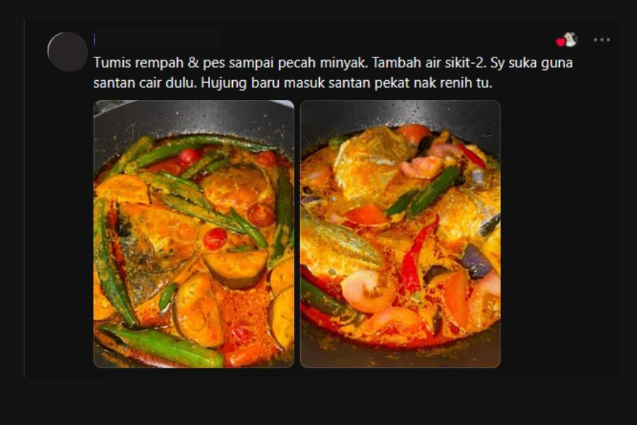 Pelbagai petua memasak, termasuk teknik memasukkan santan dan cara menumis rempah.
