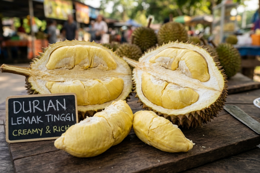 Durian merupakan salah satu buah dengan kandungan tinggi lemak iaitu antara 5.3 hingga 13 gram.