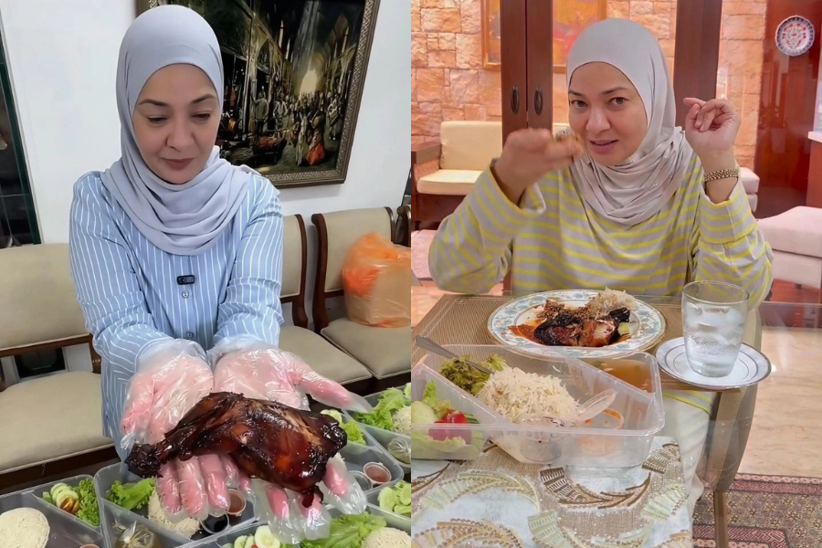 Nasi ayam air tangan Noor Kartini mencuri perhatian kerana berharga RM26 sebekas.
