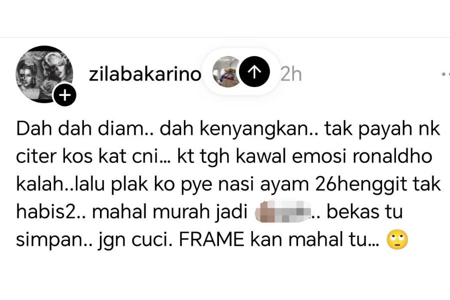 Zila Bakarin meninggalkan komen mencuit hati.