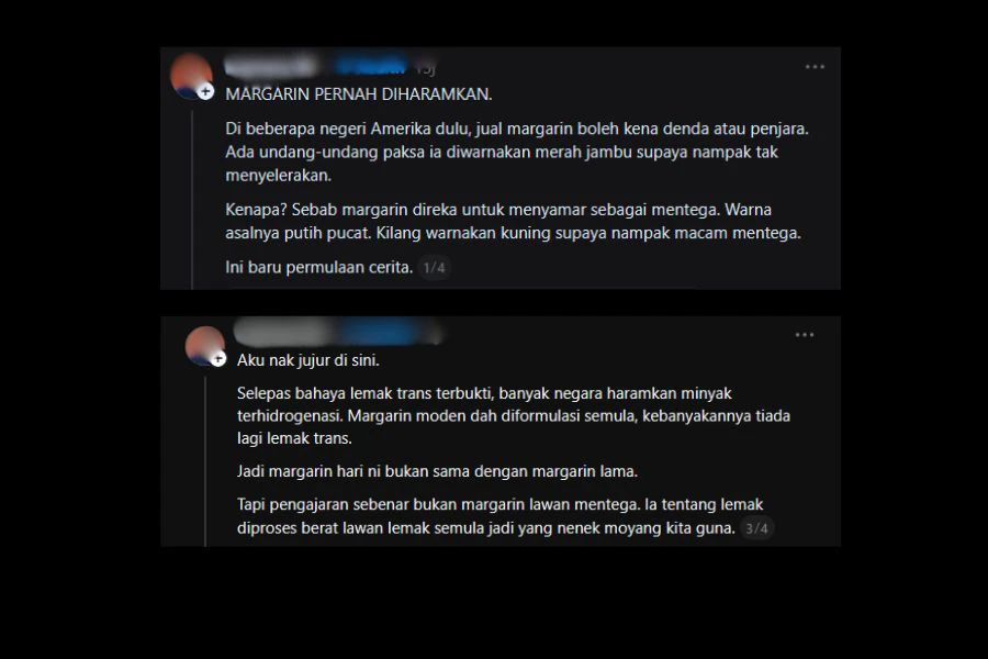 Perkongsian seorang individu mengenai marjerin membuka mata ramai tentang evolusi bahan makanan itu.
