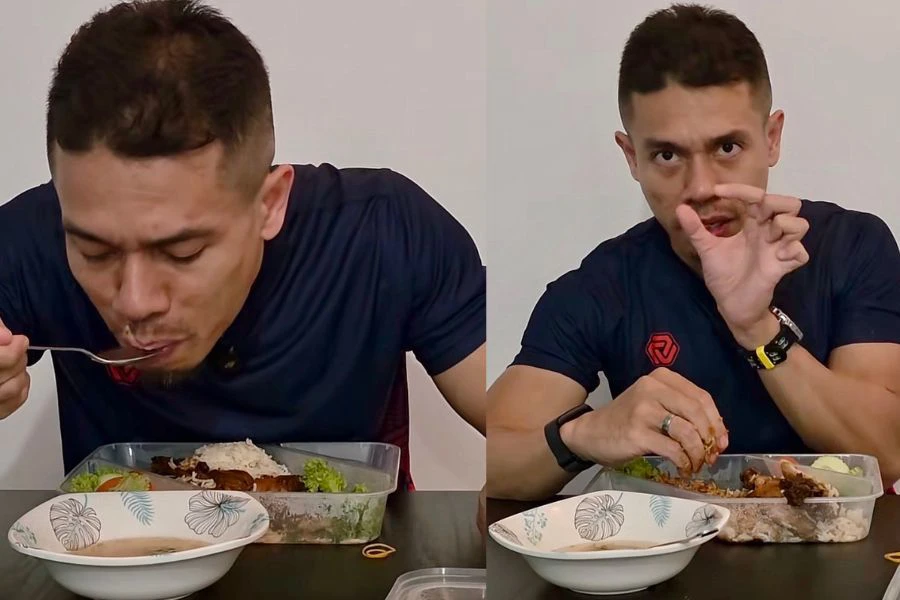 Pempengaruh ini memuji keenakan nasi ayam berharga RM26 dibelinya.