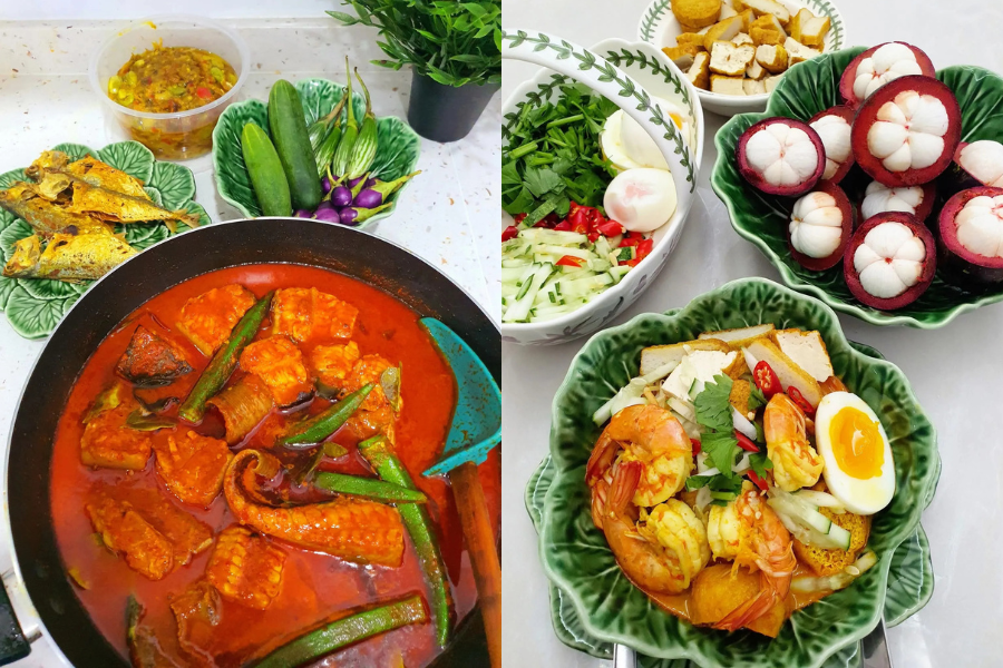 Hidangan asam pedas ikan pari dan mi kari.